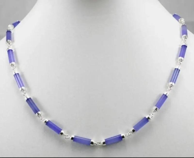 Silver Plated Purple Jade Lucky Necklace