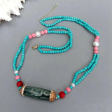 KKGEM 4mm Turquoise 9-10mm Pearl Necklace with Pendant