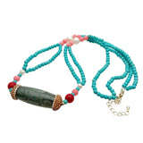 KKGEM 4mm Turquoise 9-10mm Pearl Necklace with Pendant