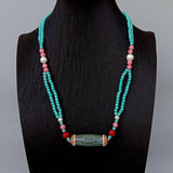 KKGEM 4mm Turquoise 9-10mm Pearl Necklace with Pendant