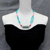 KKGEM 4mm Turquoise 9-10mm Pearl Necklace with Pendant