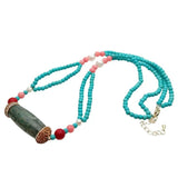 KKGEM 4mm Turquoise 9-10mm Pearl Necklace with Pendant