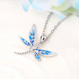 Strollgirl 925 Silver Enamel Dragonfly Pendant Necklace CZ Mother Gift
