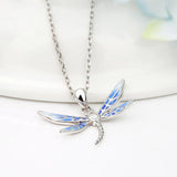 Strollgirl 925 Silver Enamel Dragonfly Pendant Necklace CZ Mother Gift
