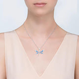Strollgirl 925 Silver Enamel Dragonfly Pendant Necklace CZ Mother Gift