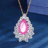 High Carbon Diamond Amethyst Pendant Necklace Silver Retro Women