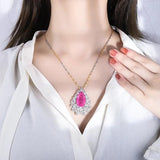 High Carbon Diamond Amethyst Pendant Necklace Silver Retro Women