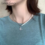 925 Silver Pearl Choker CZ Butterfly Necklace