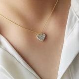 925 Silver Zircon Heart Pendant Necklace for Her
