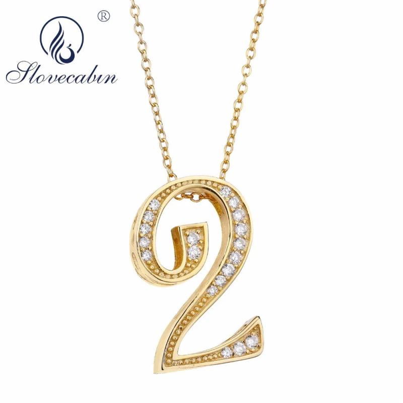 925 Silver Number 2 Pendant Long Chain Hot Jewelry For Men Women