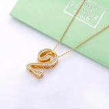 925 Silver Number 2 Pendant Long Chain Hot Jewelry For Men Women