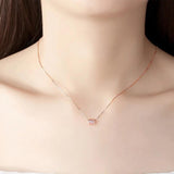 Rotating Necklace Pendant Silver 925 Box Chain Women Jewelry Pink Y2K