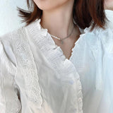 925 Silver Chain Flower Charm Pendant Freshwater Pearl Necklace