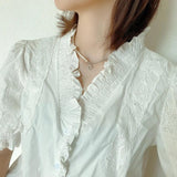 925 Silver Chain Flower Charm Pendant Freshwater Pearl Necklace