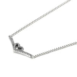 Sparkling Wishbone Heart Collier Necklace 925 Sterling Silver