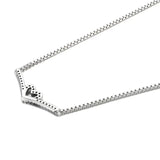 Sparkling Wishbone Heart Collier Necklace 925 Sterling Silver