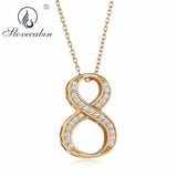 925 Silver Lucky Num 8 Pendant Chain Necklace Zircon Collana Jewelry