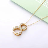 925 Silver Lucky Num 8 Pendant Chain Necklace Zircon Collana Jewelry