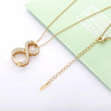 925 Silver Lucky Num 8 Pendant Chain Necklace Zircon Collana Jewelry