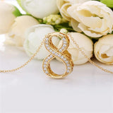 925 Silver Lucky Num 8 Pendant Chain Necklace Zircon Collana Jewelry