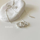 Three Hoop Zircon Pendant Stack Necklace
