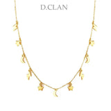 D.CLAN 925 Silver Star Lightning Heart Choker Necklace