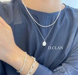 925 Silver Oval Beaded Chain Necklace Fine Jewelry Gift Women Men