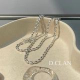 925 Silver Oval Beaded Chain Necklace Fine Jewelry Gift Women Men