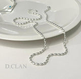 925 Silver Oval Beaded Chain Necklace Fine Jewelry Gift Women Men