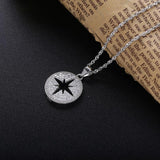 925 Silver Zircon Star Round Pendant Necklace For Women Christmas Jewelry