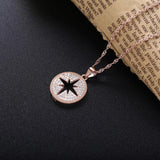 925 Silver Zircon Star Round Pendant Necklace For Women Christmas Jewelry