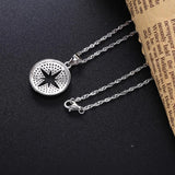 925 Silver Zircon Star Round Pendant Necklace For Women Christmas Jewelry