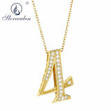 925 Sterling Silver Zircon Number 4 Necklace for Women