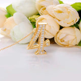 925 Sterling Silver Zircon Number 4 Necklace for Women