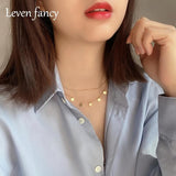 925 Silver Circles Necklace with Disc Pendant Double Layer