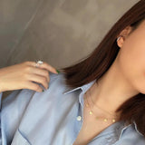 925 Silver Circles Necklace with Disc Pendant Double Layer