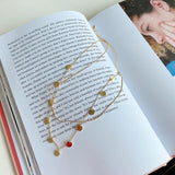 925 Silver Circles Necklace with Disc Pendant Double Layer