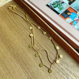 925 Silver Circles Necklace with Disc Pendant Double Layer