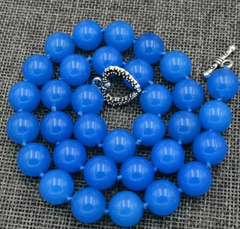 Natural 12mm Huge Jade Round Gemstone Beads Necklace 18''