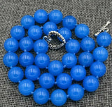 Natural 12mm Huge Jade Round Gemstone Beads Necklace 18''