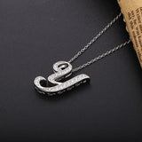 925 Sterling Silver Initial Y M Letter Necklace Long Chain Crystal Bulk