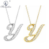 925 Sterling Silver Initial Y M Letter Necklace Long Chain Crystal Bulk