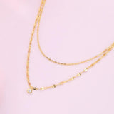 925 Silver Chain Necklace Double Layer Zircon Pendant Choker Necklaces