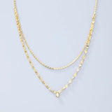 925 Silver Chain Necklace Double Layer Zircon Pendant Choker Necklaces