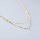 925 Silver Chain Necklace Double Layer Zircon Pendant Choker Necklaces