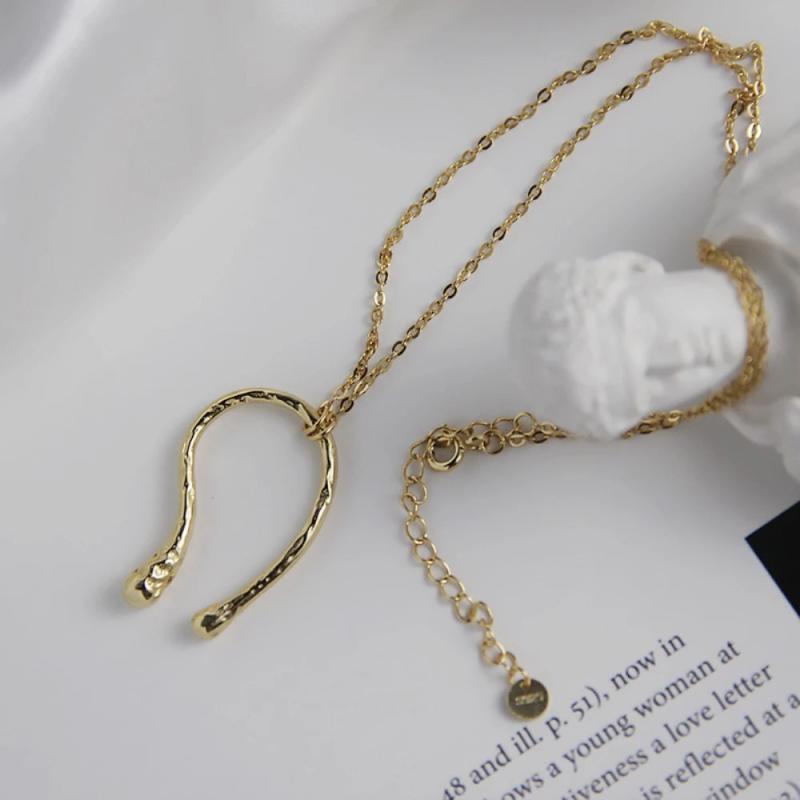 Geometric Hammered 925 Silver N Necklace Choker