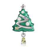 S925 Sterling Silver Christmas Tree Necklace Zircon Pendant