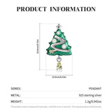 S925 Sterling Silver Christmas Tree Necklace Zircon Pendant