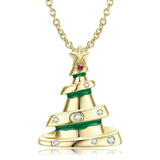 S925 Sterling Silver Zircon Pendant Christmas Tree Necklace