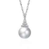 S925 Sterling Silver 12mm Pearl Necklace Pendant Jewelry
